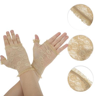 Flower Mesh Sunblock Fingerless Gloves for Women 1 Pair