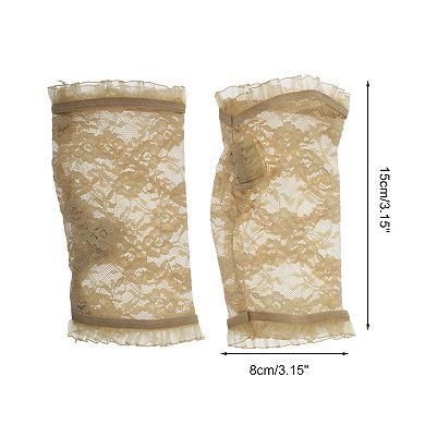 Flower Mesh Sunblock Fingerless Gloves for Women 1 Pair