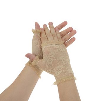 Flower Mesh Sunblock Fingerless Gloves for Women 1 Pair