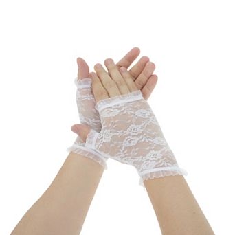 Flower Mesh Sunblock Fingerless Gloves for Women 1 Pair