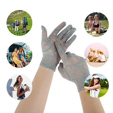 Flower Hollow Sunblock Mittens for Women 1 Pair