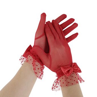 Fashion Mesh Bow Sunblock Mittens for Women 1 Pair
