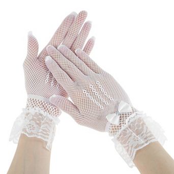 Fishing Net Rhinestone Sunblock Mittens for Women 1 Pair
