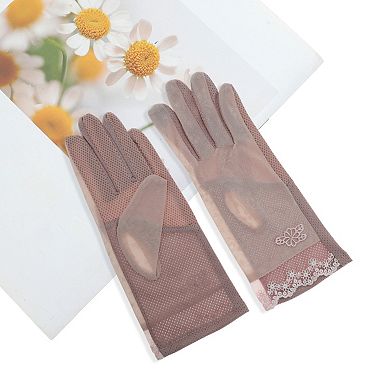 Embroidery Floral Sunblock Mittens for Women 1 Pair
