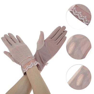 Embroidery Floral Sunblock Mittens for Women 1 Pair