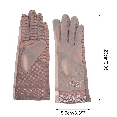 Embroidery Floral Sunblock Mittens for Women 1 Pair