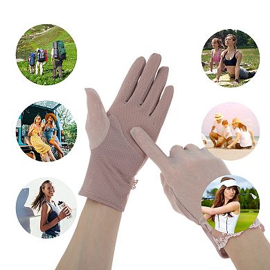 Embroidery Floral Sunblock Mittens for Women 1 Pair