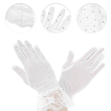 Rhinestone Lace Sunblock Mittens for Women 1 Pair
