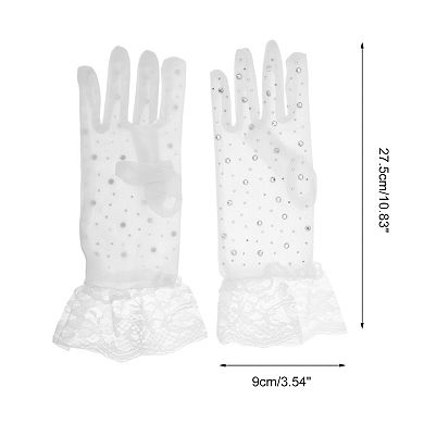Rhinestone Lace Sunblock Mittens for Women 1 Pair
