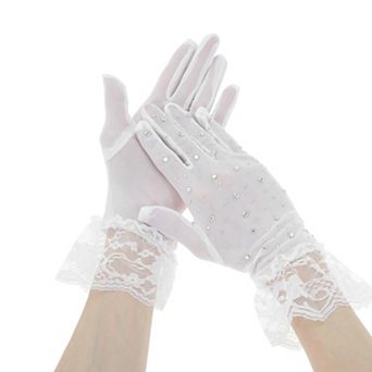 Rhinestone Lace Sunblock Mittens for Women 1 Pair