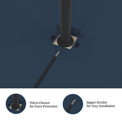 Covers&All Rectangle Table & Chair Set Cover, Umbrella Hole, Waterproof UV & Weather Resistant