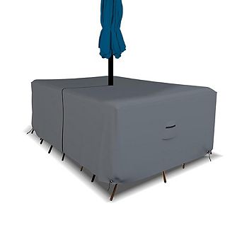 Covers&All Rectangle Table & Chair Set Cover, Umbrella Hole, Waterproof UV, Weather Resistant