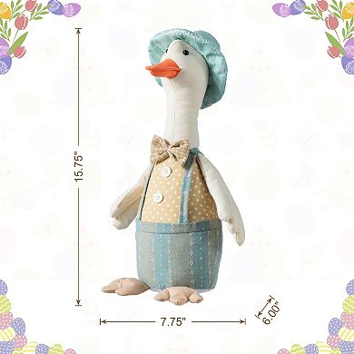 Glitzhome 15.75"H Easter Fabric Boy Duck Figurine