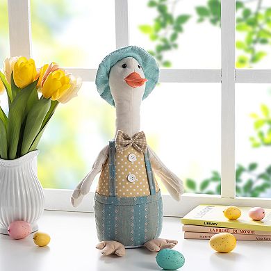 Glitzhome 15.75"H Easter Fabric Boy Duck Figurine