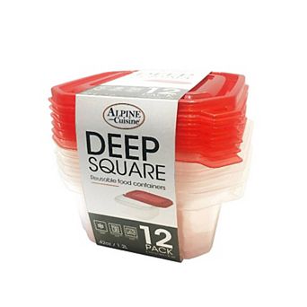 Alpine Cuisine Square Food Storage Containers With 6 Lids & 6 Bodies 12-pack 42oz (1242ml)