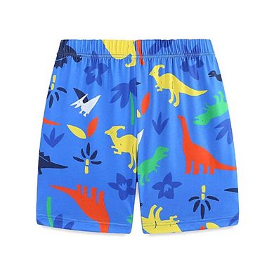 Summer Colorful Dinosaurs Pattern T-shirt and Shorts Casual Set for Boys