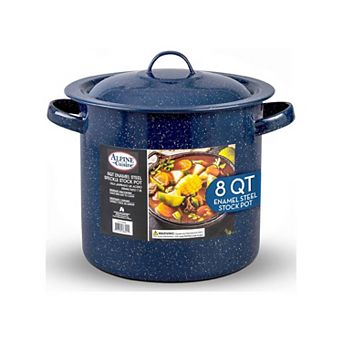 Alpine Cuisine Enamel Steel Dark Blue Speckle Stock Pot 8-qt With Lid, Healthy Cookware Stockpots