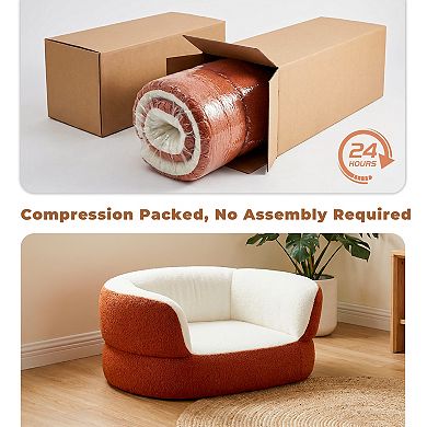 Faux Shearling Dog Bed Couch for Large Dogs under 70 lbs, Orthopedic Elevated Round Pet Bed Sofa