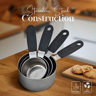 Alpine Cuisine Measuring Cups And Spoons Set 4pcs , Stainless Steel Kitchen Gadgets For Cooking
