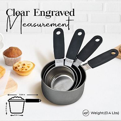 Alpine Cuisine Measuring Cups And Spoons Set 4pcs , Stainless Steel Kitchen Gadgets For Cooking