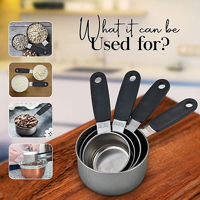 Alpine Cuisine Measuring Cups And Spoons Set 4pcs , Stainless Steel Kitchen Gadgets For Cooking