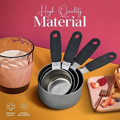Alpine Cuisine Measuring Cups And Spoons Set 4pcs , Stainless Steel Kitchen Gadgets For Cooking