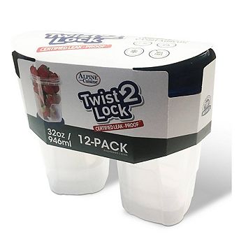Alpine Cuisine Twist 2 Lock Food Storage Containers With 6 Lids & 6 Bodies 12-pack 32oz (946ml)