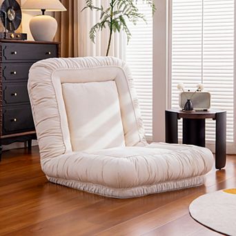 Linen Adjustable Floor Chair Lazy Sofa Chair Ergonomic Floor Seating with Cotton Fill Lounge Sofa