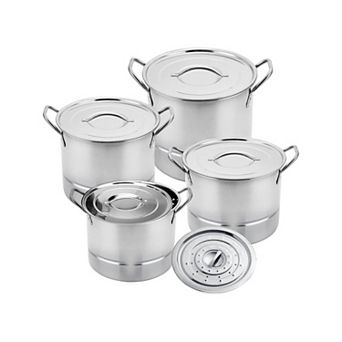 Alpine Cuisine 12 pc Stainless Steel Stock Pot Steamer Set 6.5/9.5/12/16 Quart