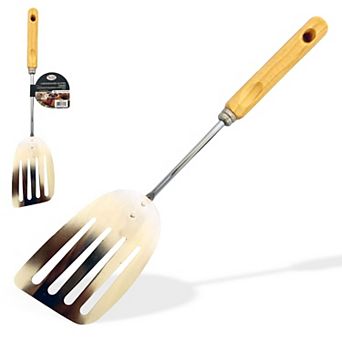 Alpine Cuisine Wood Solid Turner 10" With Comfortable Handle - Non-stick Dishwasher Safe