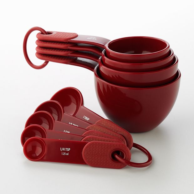 KitchenAid Measuring Spoons w Ring Set of 5 Red
