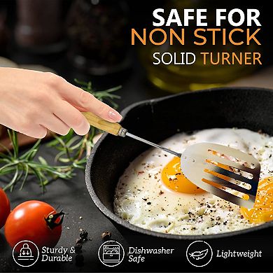 Alpine Cuisine Wood Solid Turner 13" With Comfortable Handle Non-stick Cookware