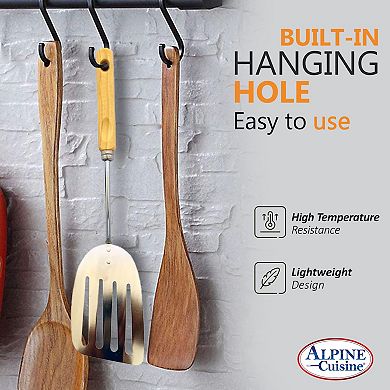 Alpine Cuisine Wood Solid Turner 13" With Comfortable Handle Non-stick Cookware
