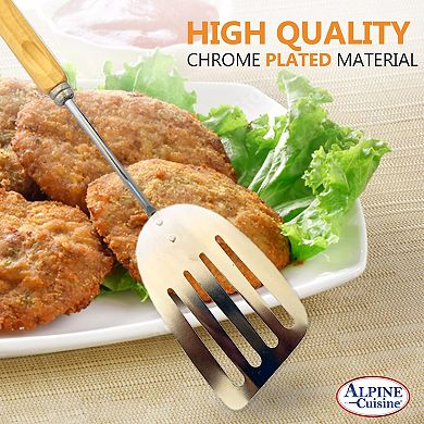 Alpine Cuisine Wood Solid Turner 13" With Comfortable Handle Non-stick Cookware