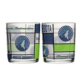 Logo Brands Minnesota Timberwolves 12oz. Quilted Stained Two-Pack Rocks Glass Set