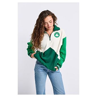 Unisex Terez White Boston Celtics Colorblock Quarter-Zip Pullover