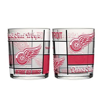 Logo Brands Detroit Red Wings 12oz. Quilted Stained Two-Pack Rocks Glass Set