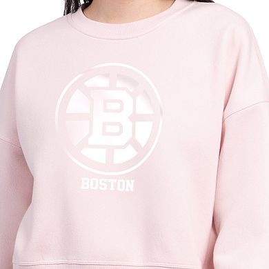 Women's Starter Pink Boston Bruins Boxy Crewneck Sweatshirt