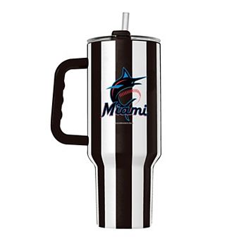 Logo Brands Miami Marlins 40oz Vertical Stripe Powder Coat Tumbler