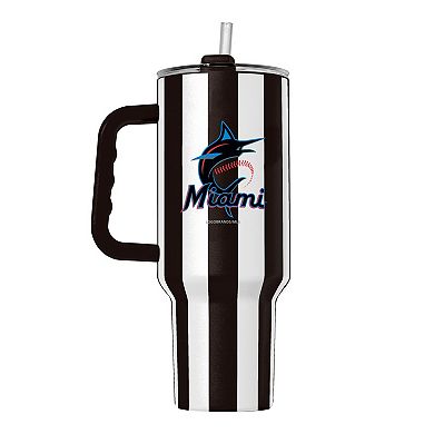 Logo Brands Miami Marlins 40oz Vertical Stripe Powder Coat Tumbler
