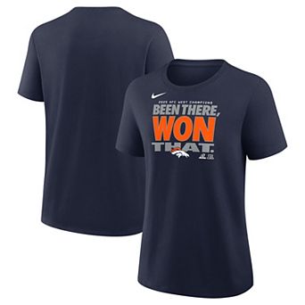Women's Nike Navy Denver Broncos 2025 AFC West Division Champions Locker Room Trophy Collection T-Shirt