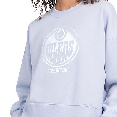 Women's Starter Blue Edmonton Oilers Boxy Cropped Sweatshirt