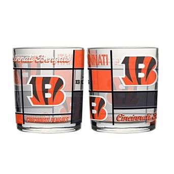 Logo Brands Cincinnati Bengals 12oz. Quilted Stained Two-Pack Rocks Glass Set