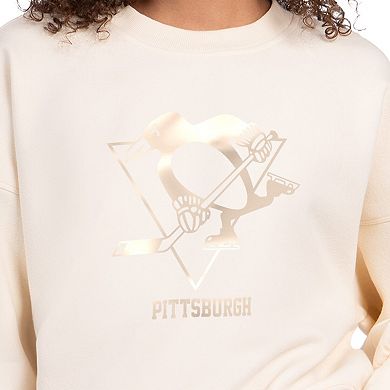Women's Starter Cream Pittsburgh Penguins Boxy Crewneck Sweatshirt