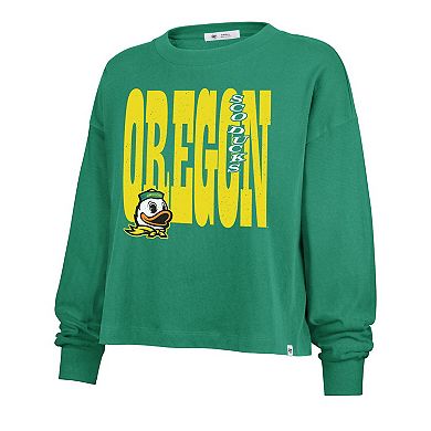Women's '47 Kelly Green Oregon Ducks Stacked Sydney Long Sleeve T-Shirt