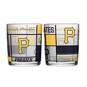 Logo Brands Pittsburgh Pirates 12oz. Quilted Stained Two-Pack Rocks Glass Set