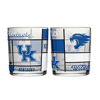 Logo Brands Kentucky Wildcats 12oz. Quilted Stained Two-Pack Rocks Glass Set
