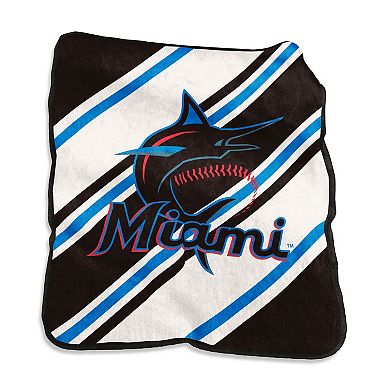 Miami Marlins Raschel Stripe Throw Blanket