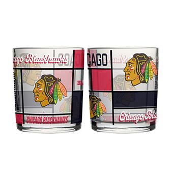 Logo Brands Chicago Blackhawks 12oz. Quilted Stained Two-Pack Rocks Glass Set