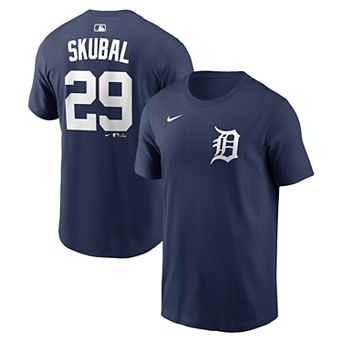 Men's Nike Tarik Skubal Navy Detroit Tigers Home Name & Number T-Shirt